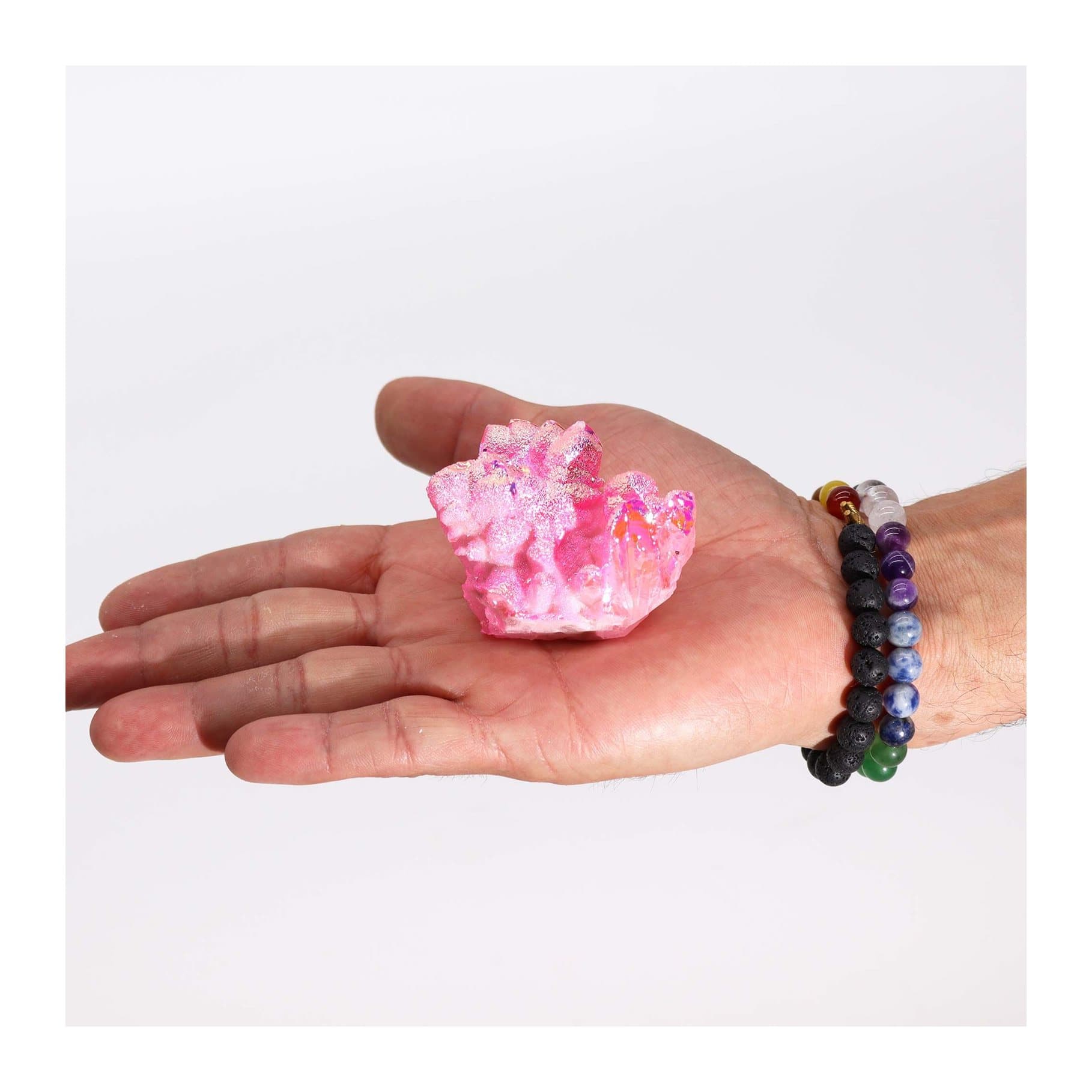 Aura rose halo enhanced quartz stone