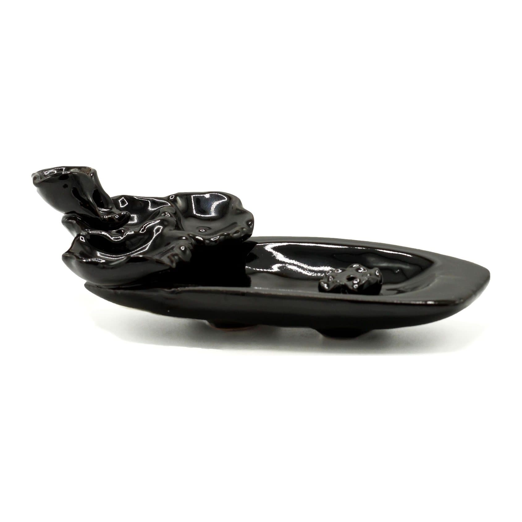 Ceramic Lotus Pond backflow incense burner with built-in incense stick holder