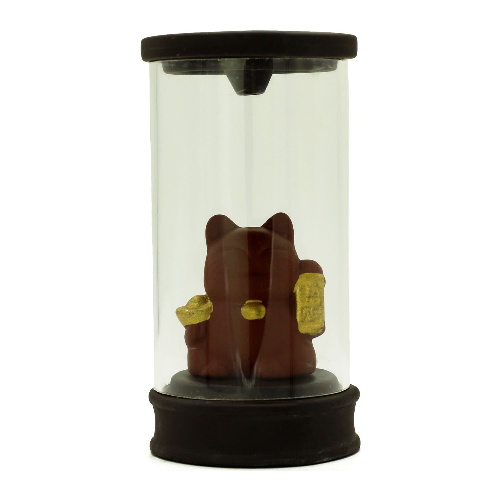 Money cat tube backflow incense burner, 13 x 6.5 cm
