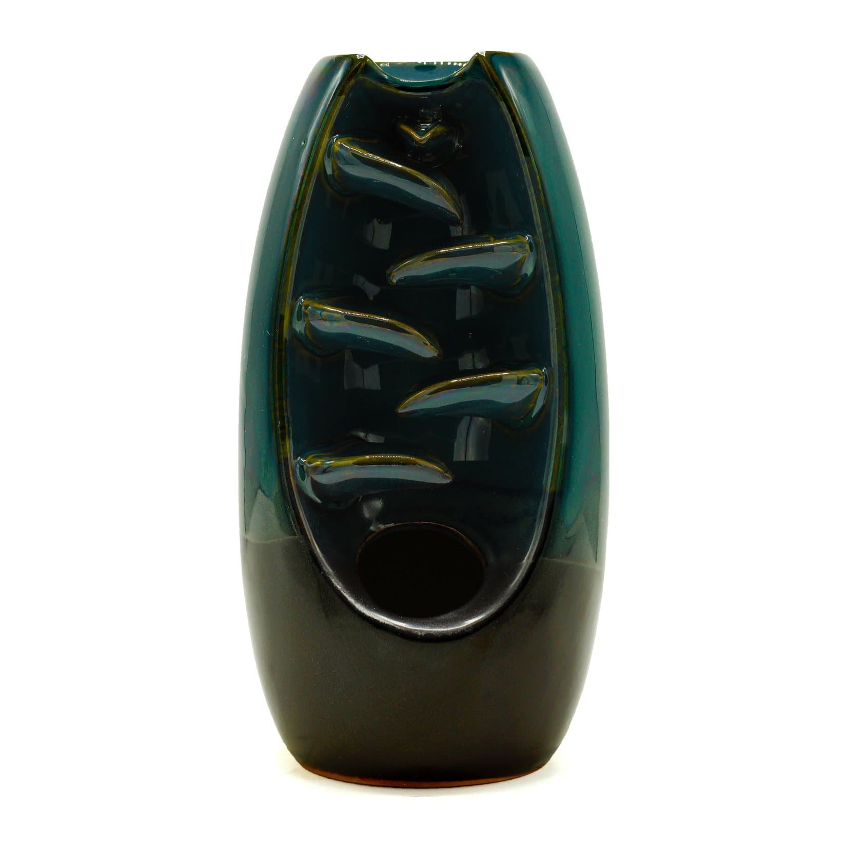 Ceramic oval cascade backflow incense burner