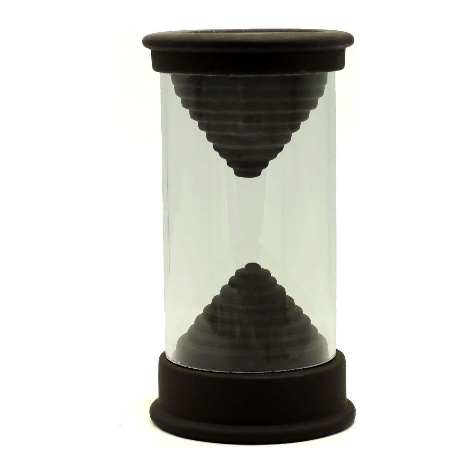 Ceramic backflow incense burner with pyramids at top and bottom joined by a tube