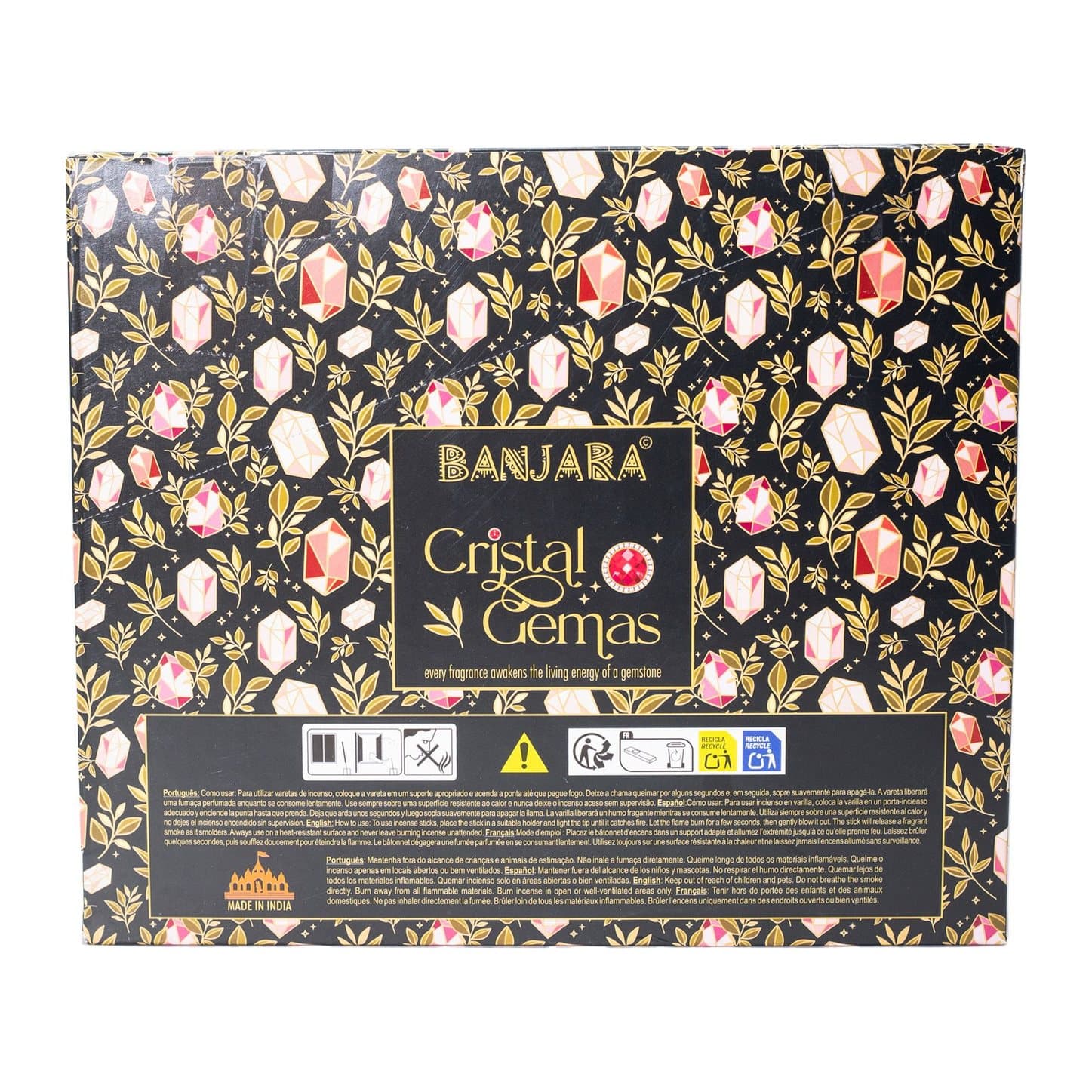 Box of incense sticks with quartz chip stones