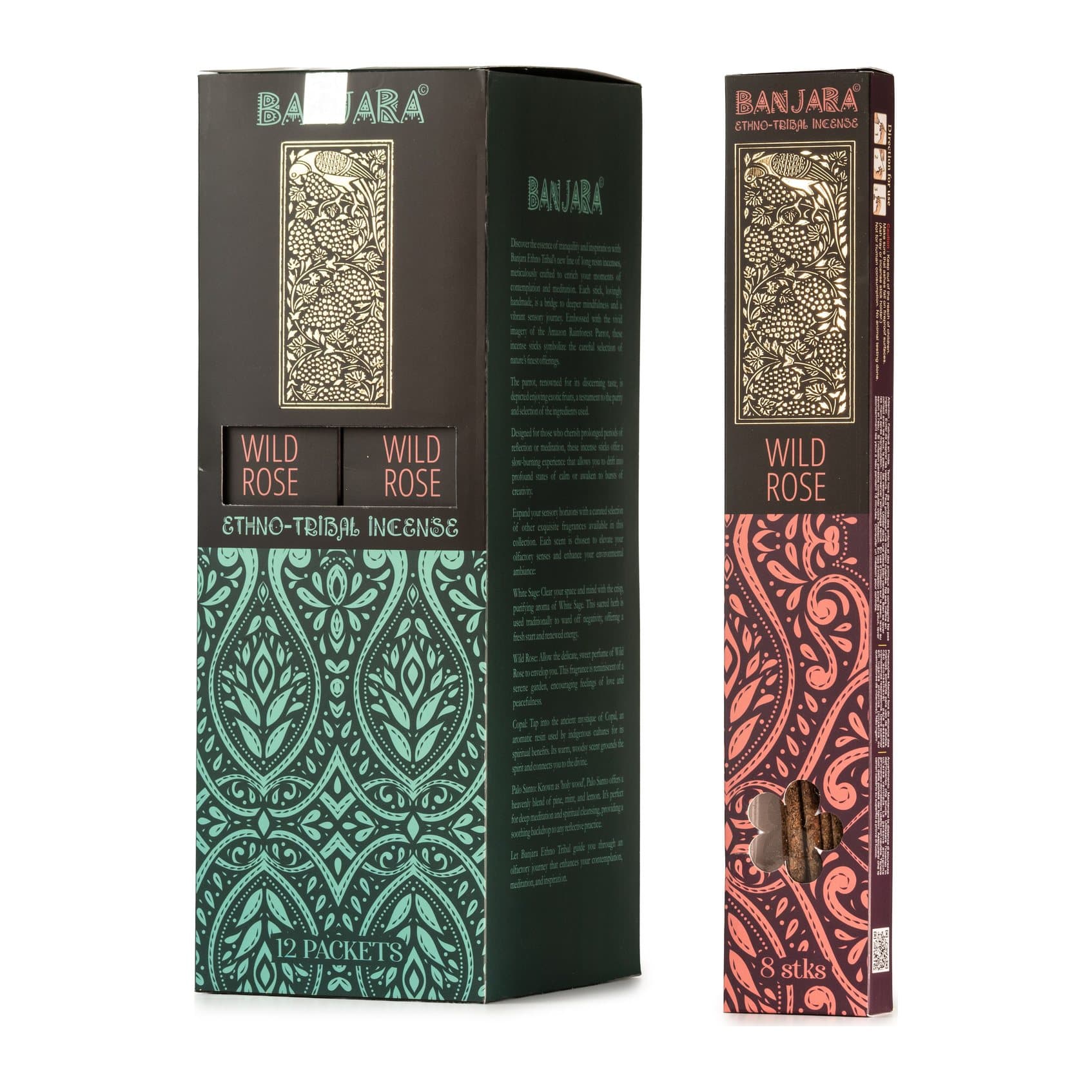 Pack of extra long incense sticks in Wild Rose, Palo Santo or Mayan Copal