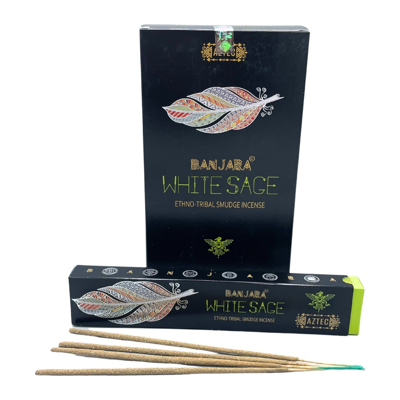 Pack of Banjara Tribal white sage incense with tribal-inspired artwork