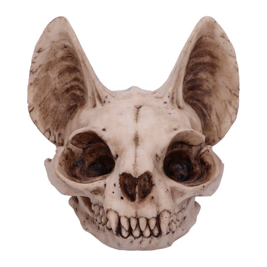 Realistic hand-painted resin cat skull figurine