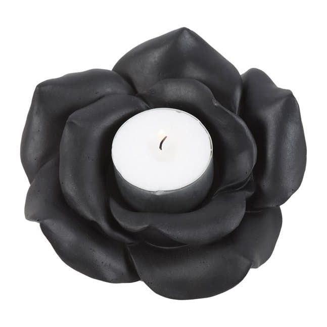 Black rose resin tealight candle holder