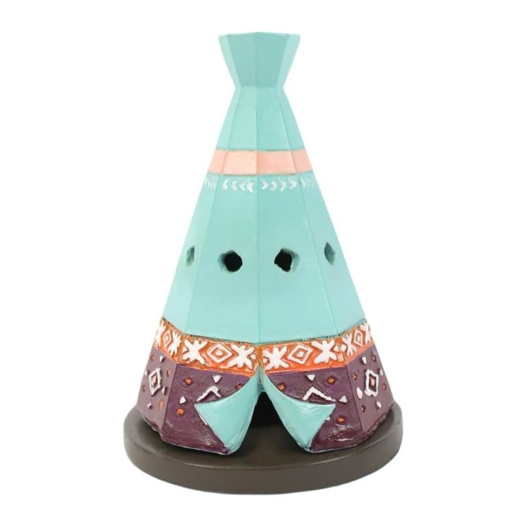 Bright boho teepee incense cone holder in resin
