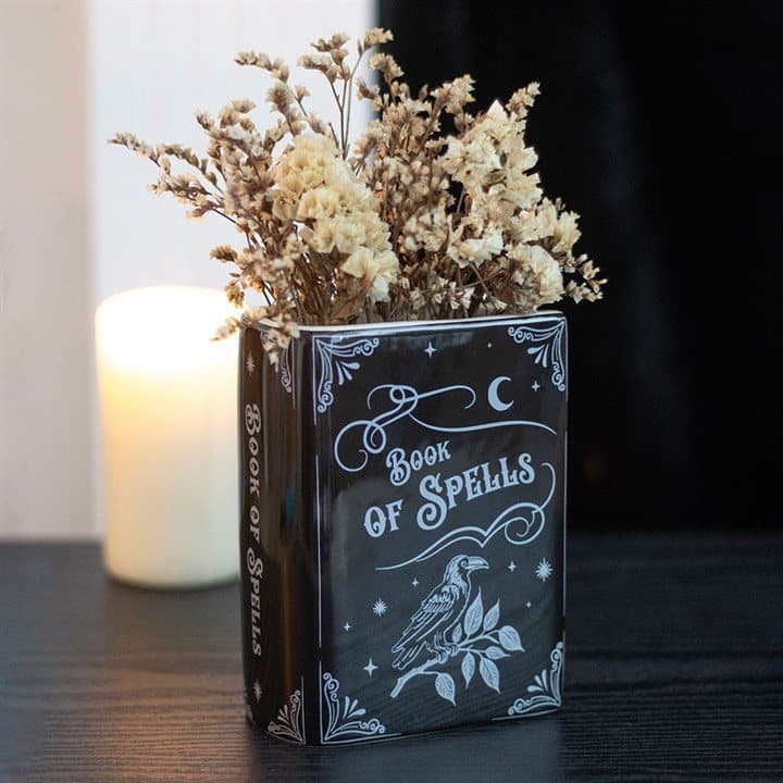 Ceramic flower vase styled as a Book of Spells