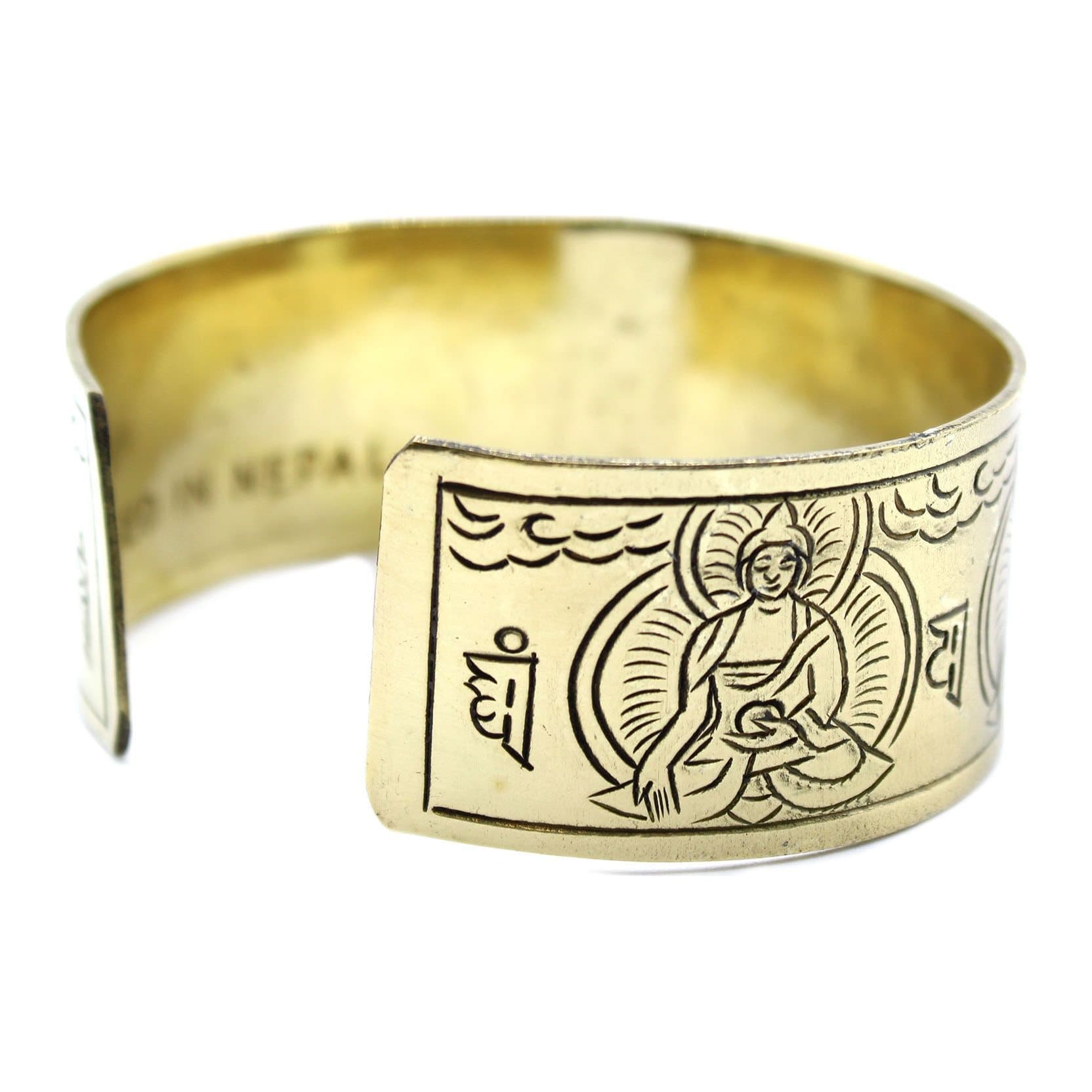 Solid brass Tibetan bracelet with a Five Buddha design