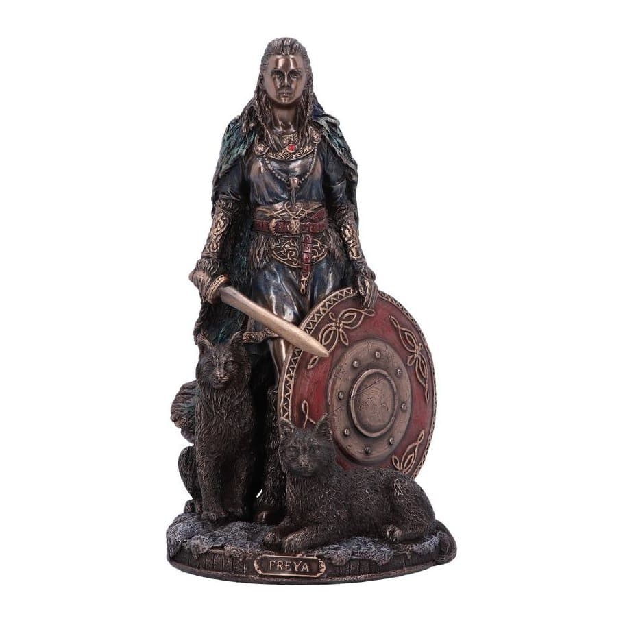 Bronze figurine of the Norse goddess Freya with her companions