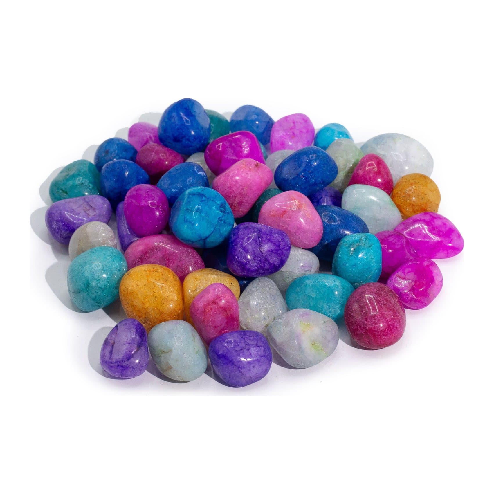 Mixed colourful polished crackle quartz stones