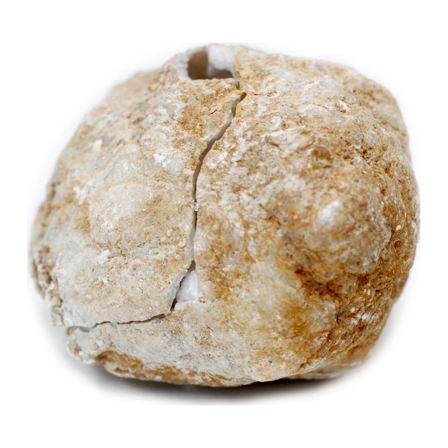 Calcite geode, 10–12 cm, a natural crystal-lined rock
