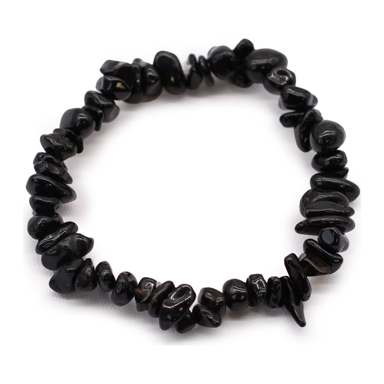 Black agate gemstone chip bracelets, pack of three