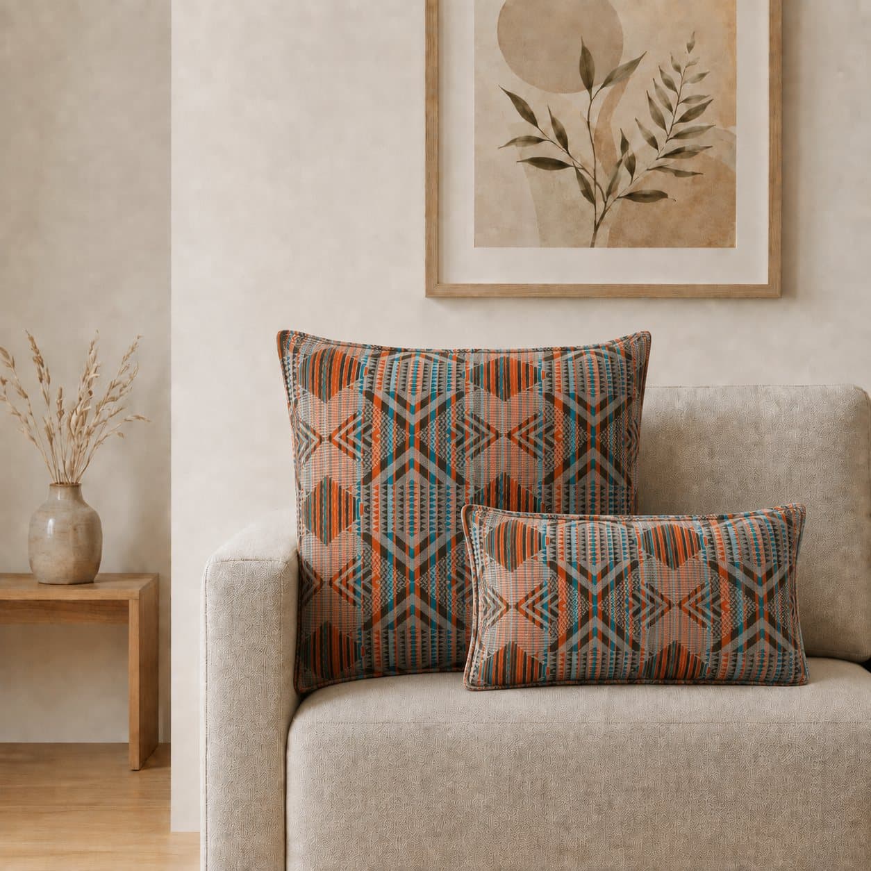 Urban Tribal geometric woven cushion cover, 60 x 60 cm