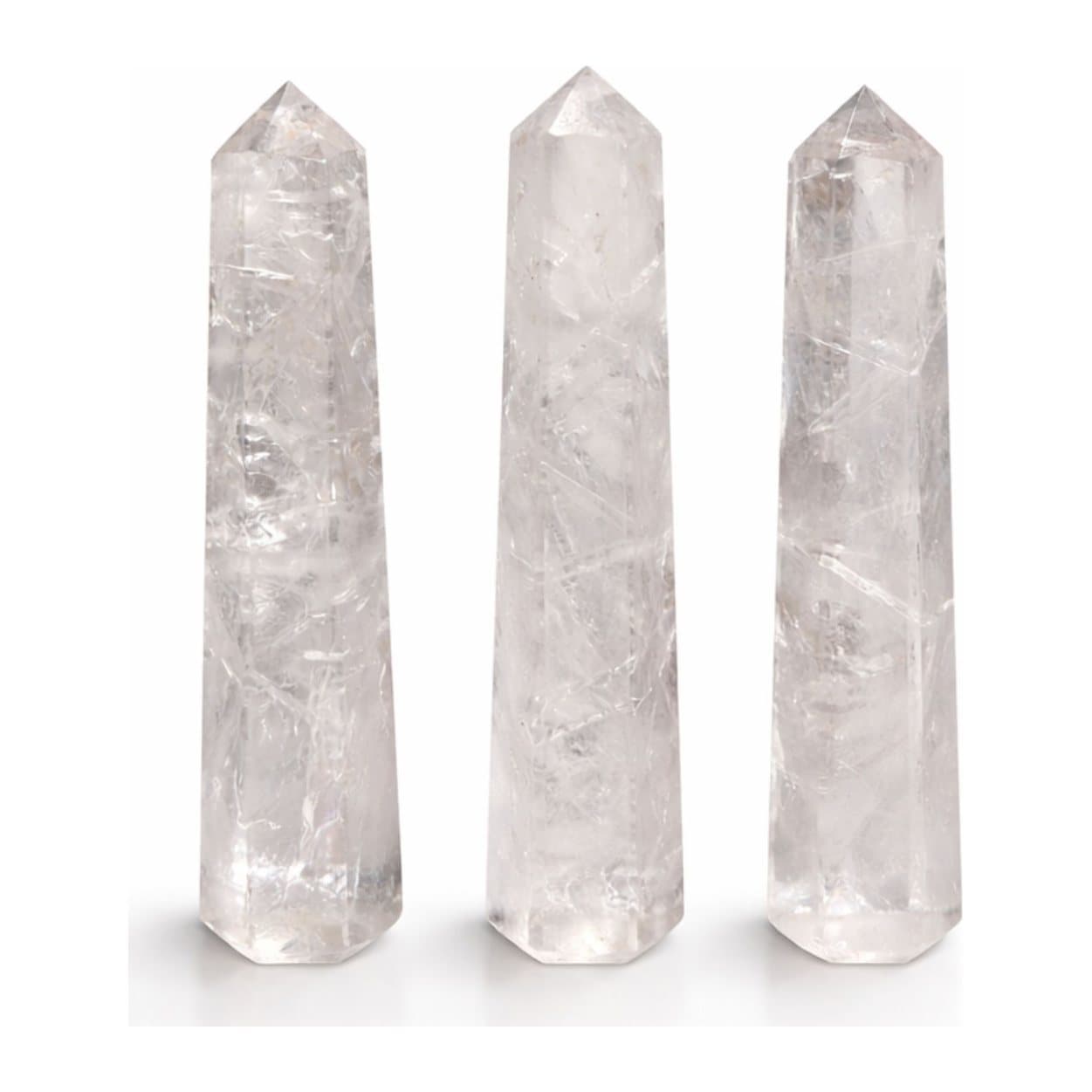 Polished six-face clear quartz obelisk point
