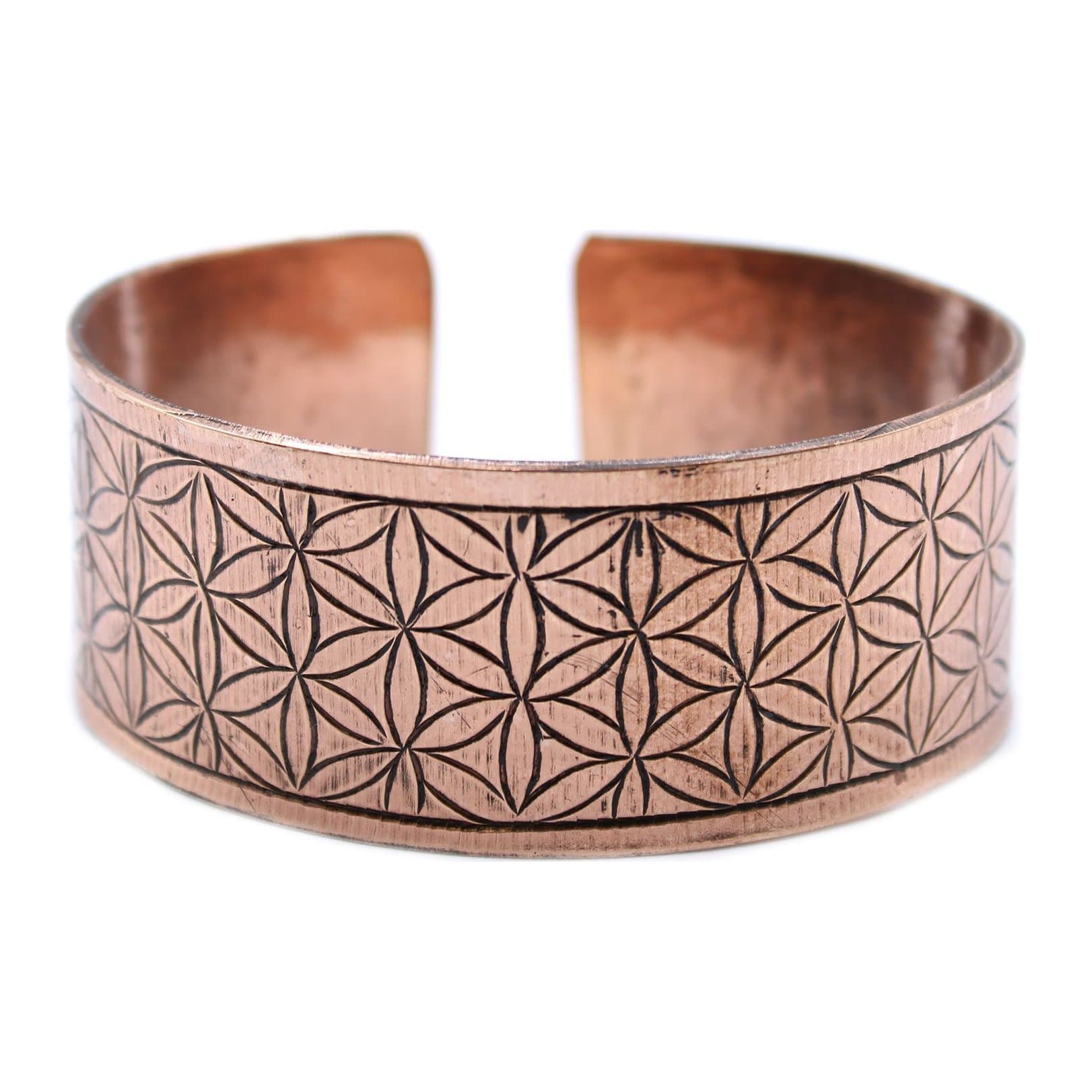 Solid copper Tibetan bracelet with the Flower of Life design