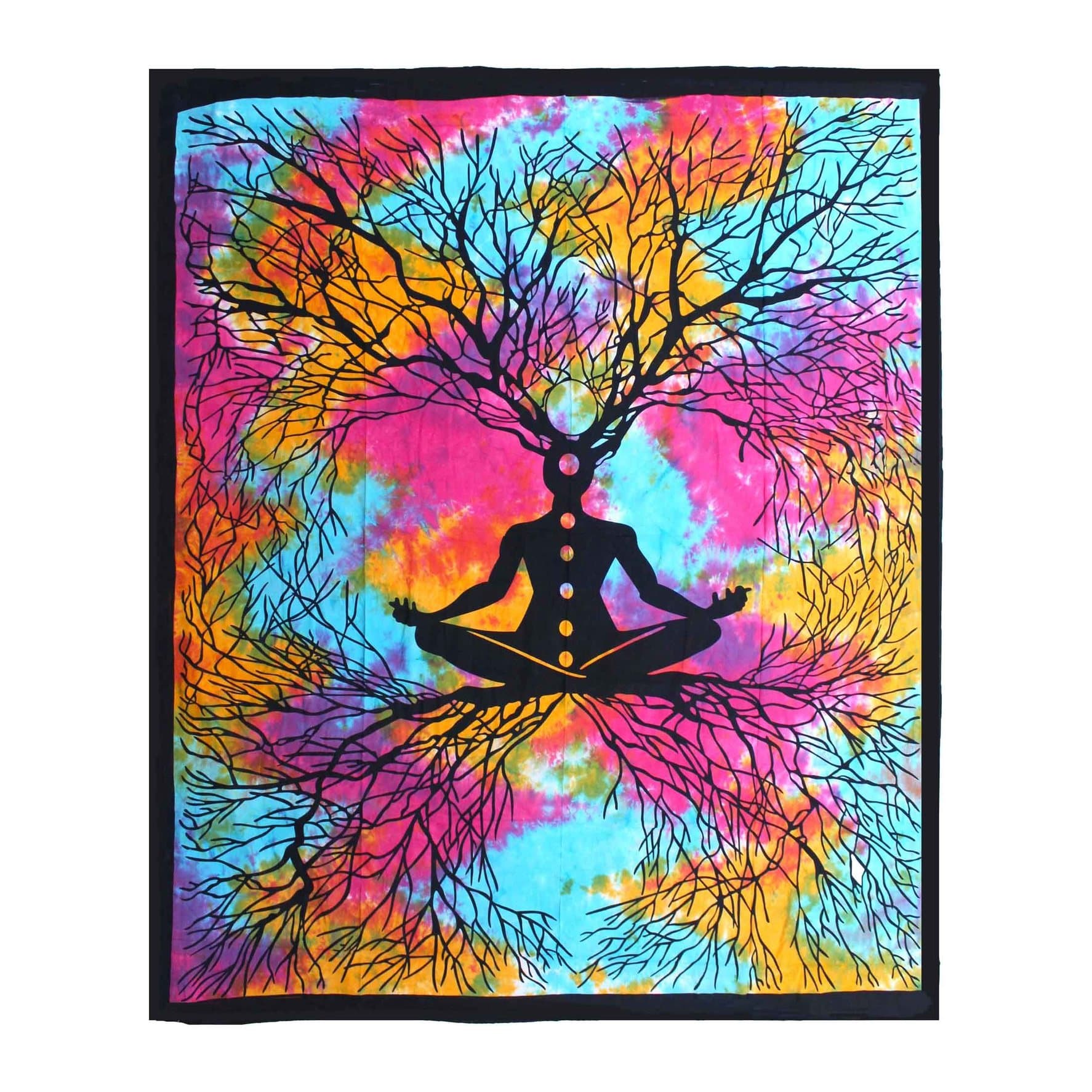 Yoga Tree design cotton bedspread and wall hanging