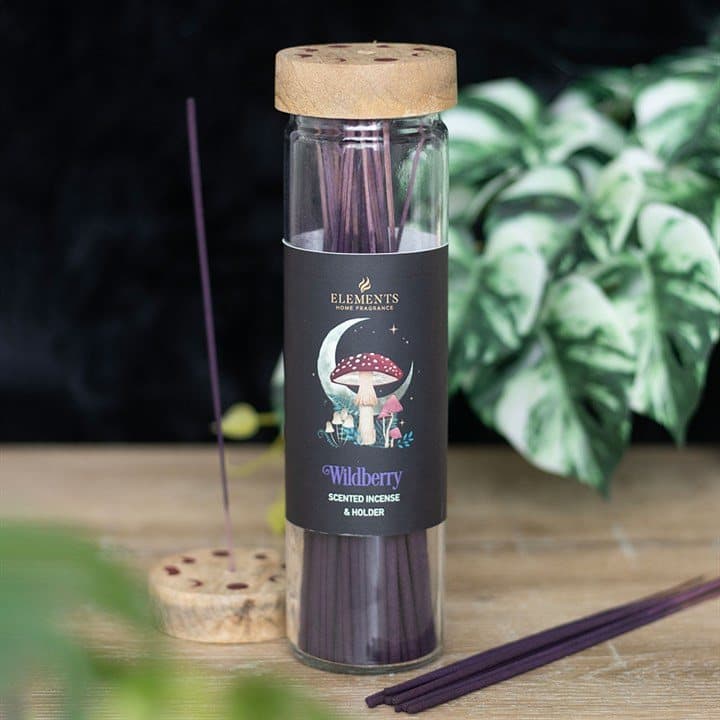 Tube of Dark Forest wild berry incense sticks with a mushroom and crescent moon design