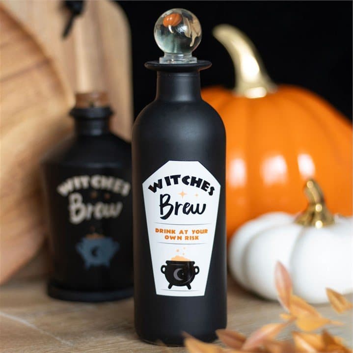 Decorative Witches Brew glass potion bottle
