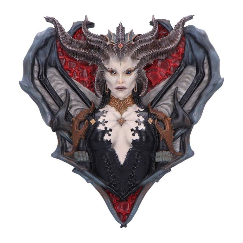 Diablo IV Lilith wall plaque with quills for hair and a barbed tail