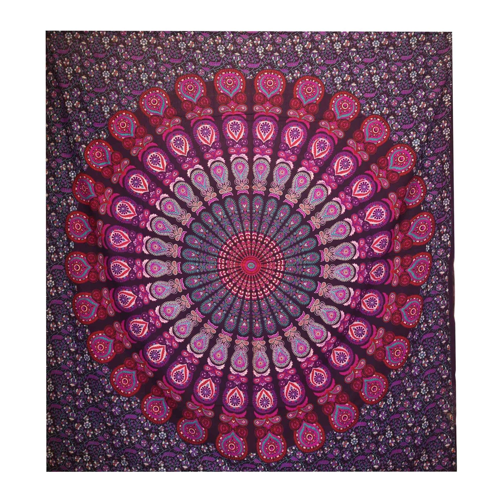 Peacock mandala cotton bedspread and wall hanging