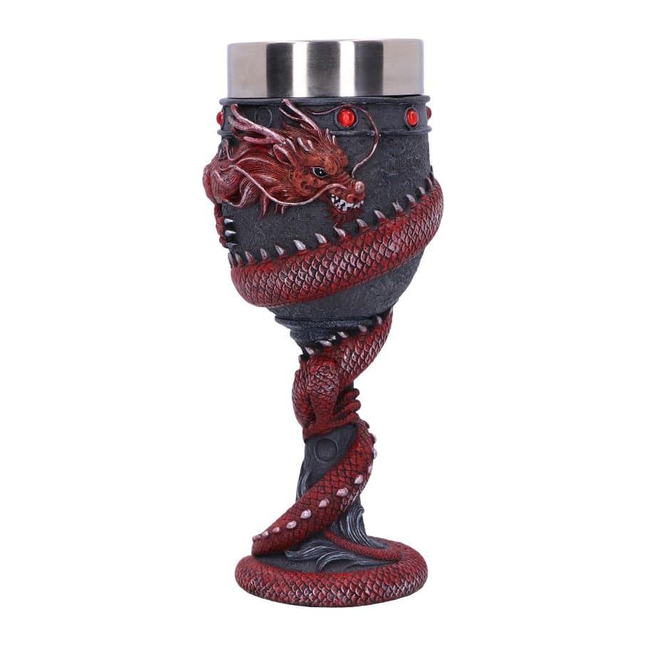 Goblet with a red dragon coiled around the cup and inlaid red jewels
