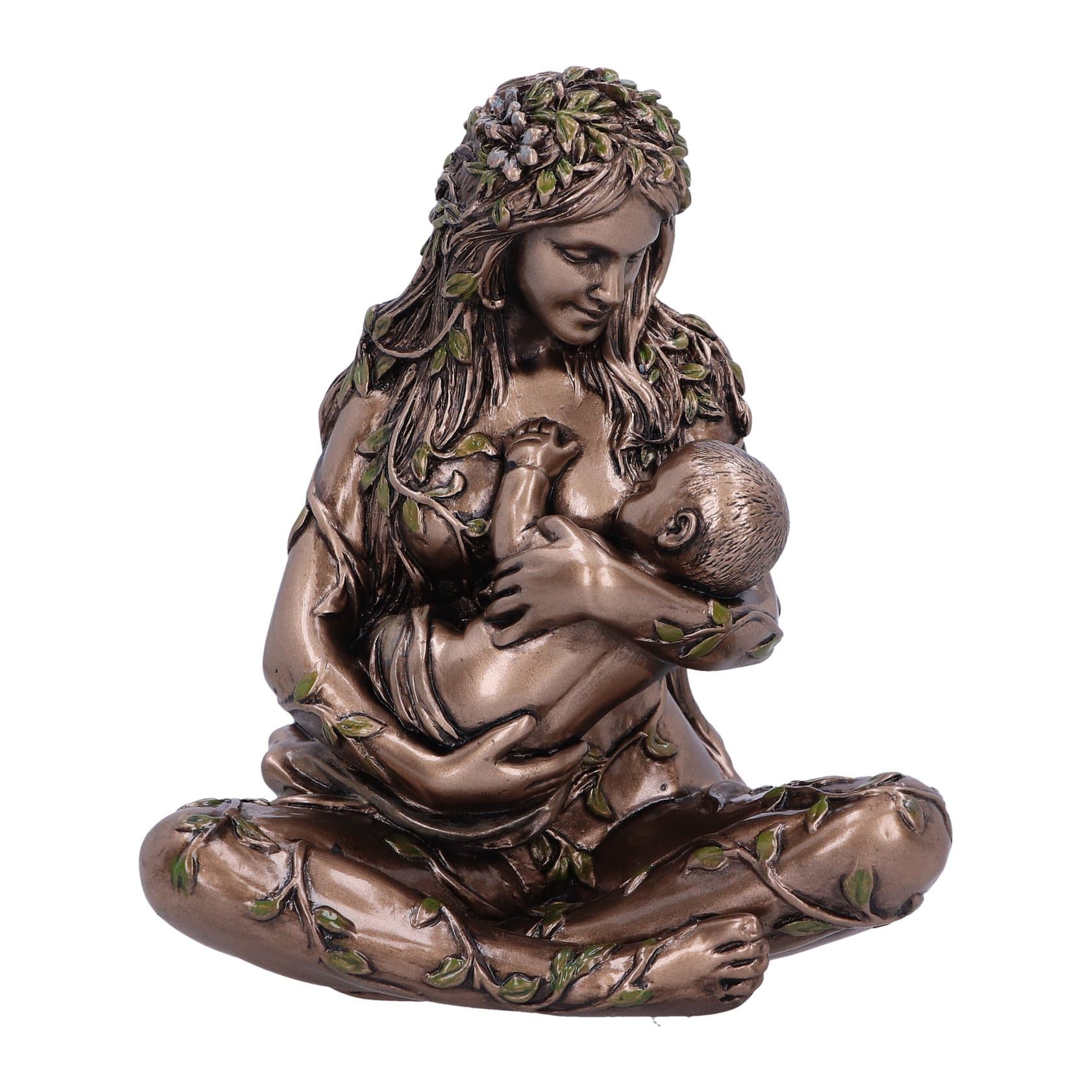 Bronze figurine of the Earth Mother cradling her baby