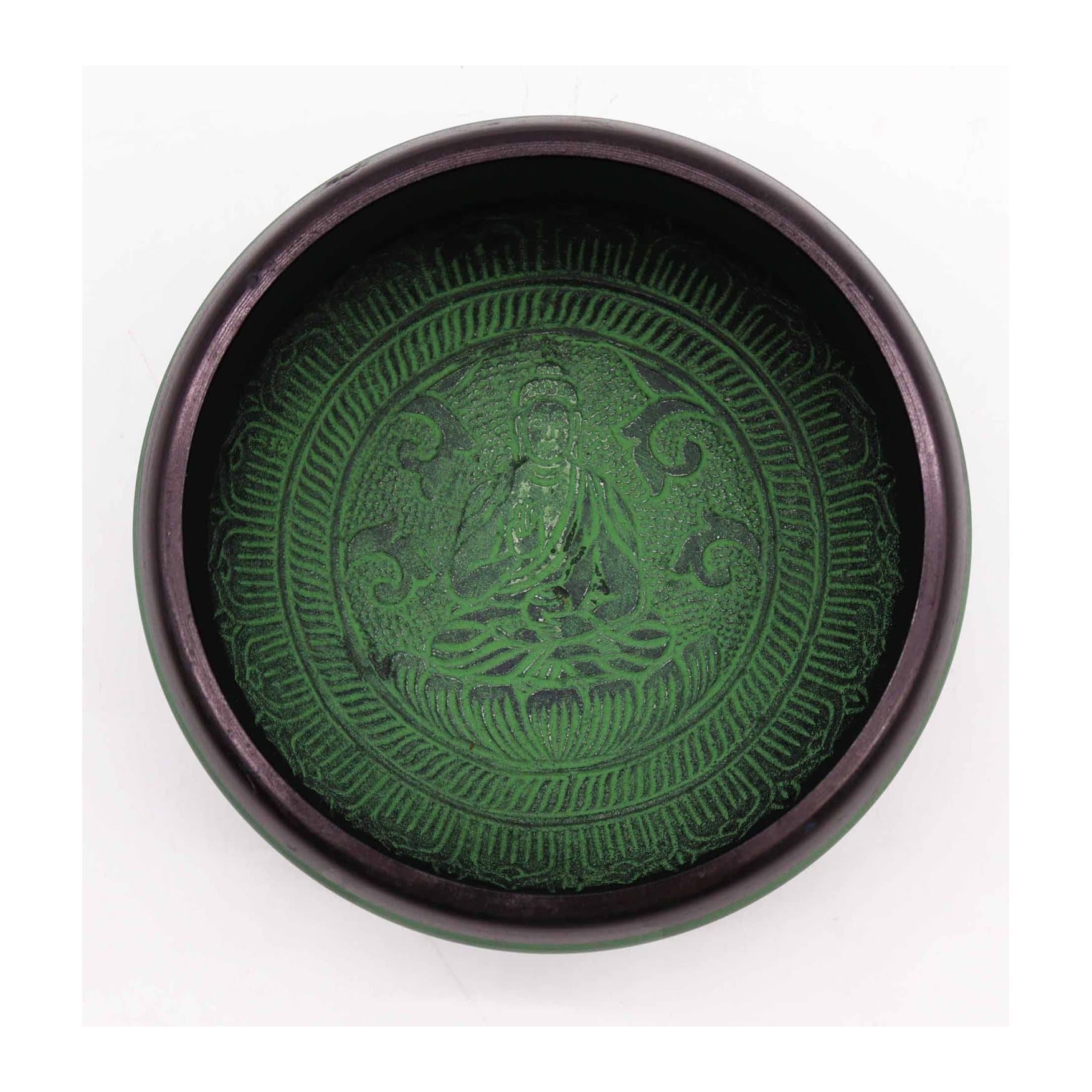 Handcrafted aluminium singing bowl with a Mandala Buddha design