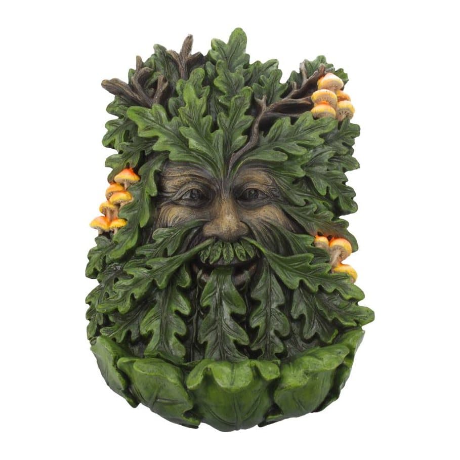 Wall hanging tree man spirit with oak bark face, leaves and toadstools