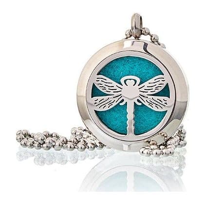 Dragonfly stainless steel essential oil diffuser locket necklace