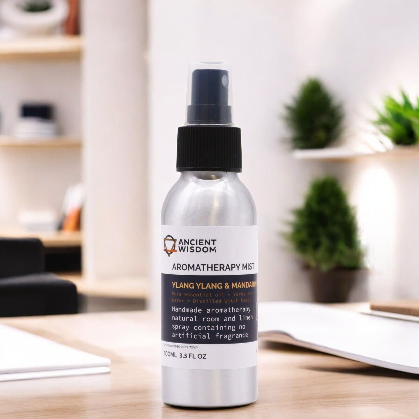 100 ml spray bottle of ylang ylang and mandarin essential oil mist