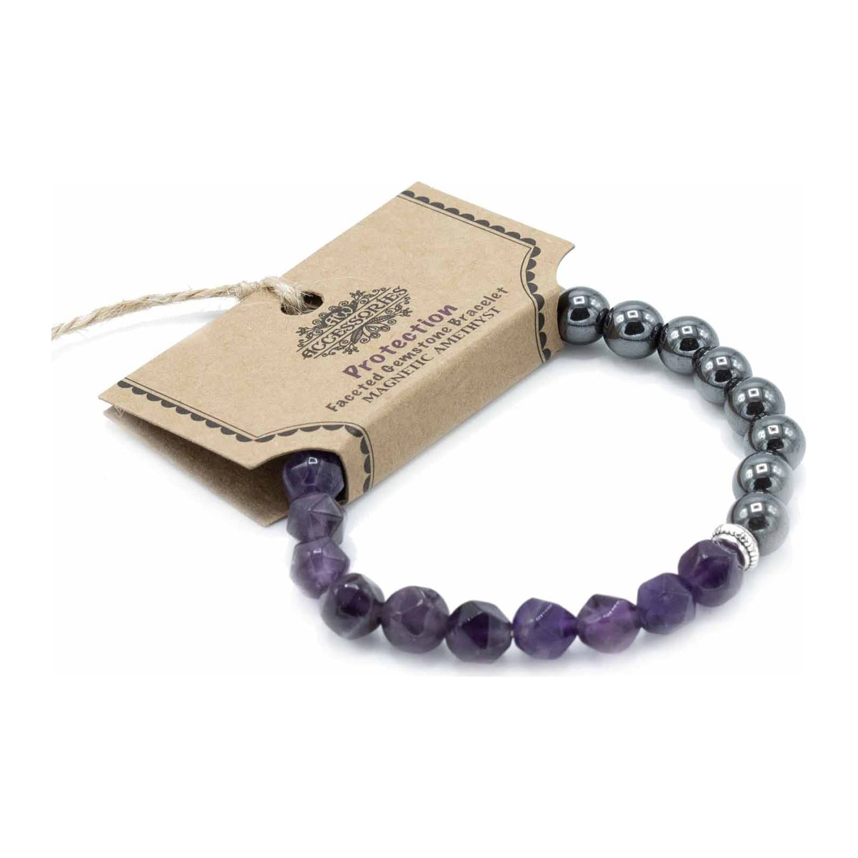Bracelet of small faceted magnetic amethyst beads