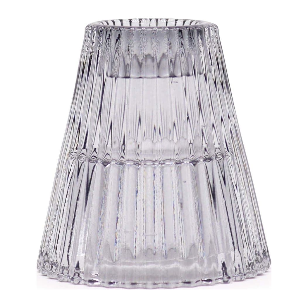 Midnight grey pressed glass holder for a dinner candle or tealight
