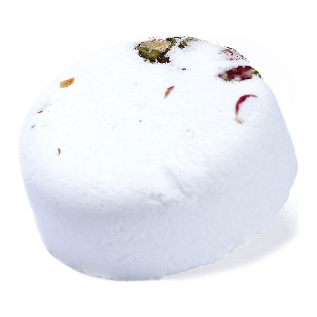 Passion Fashion floral bath fizz with dried rose petals