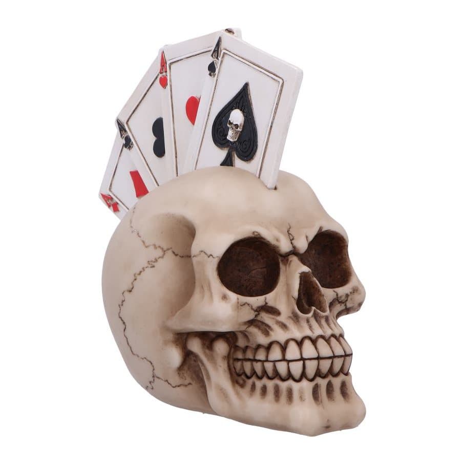 Bone-coloured skull with a mohawk made of four playing card aces