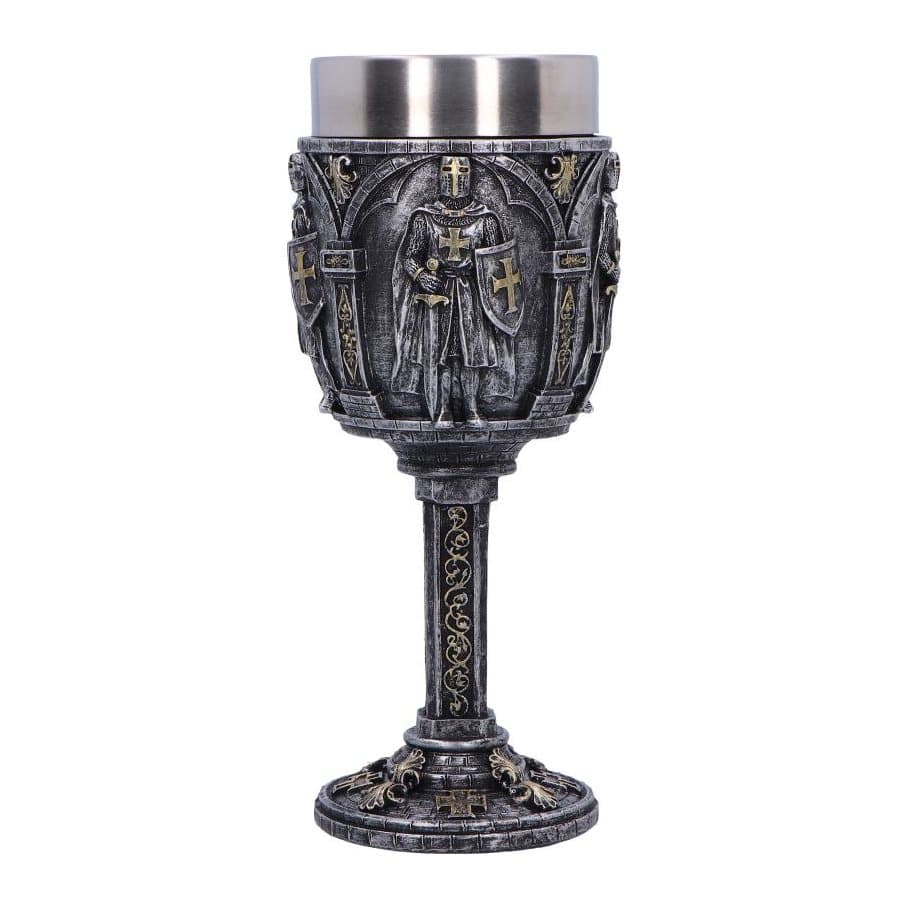 Metallic medieval knight goblet in chainmail and armour design