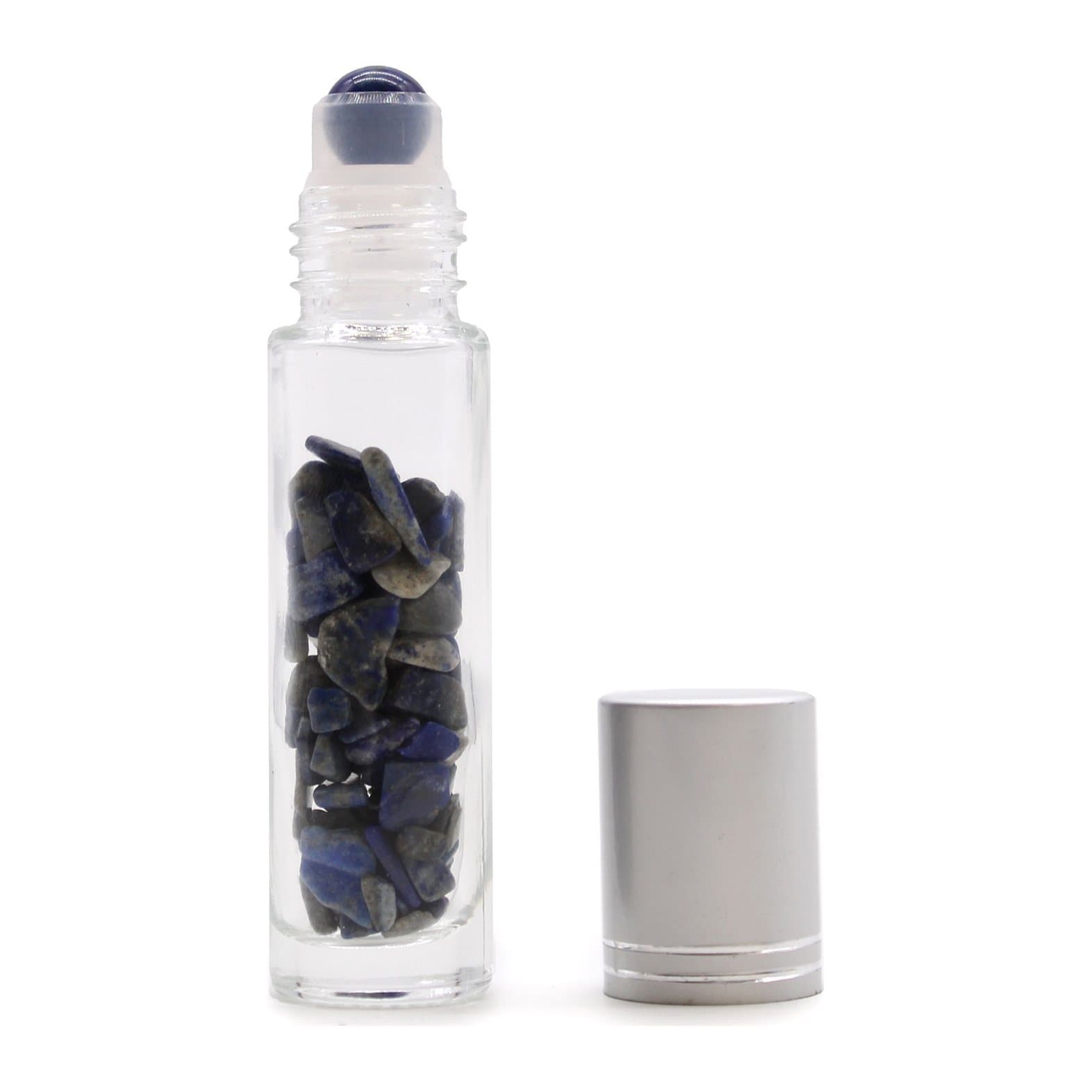 Sodalite gemstone roller bottle with silver cap