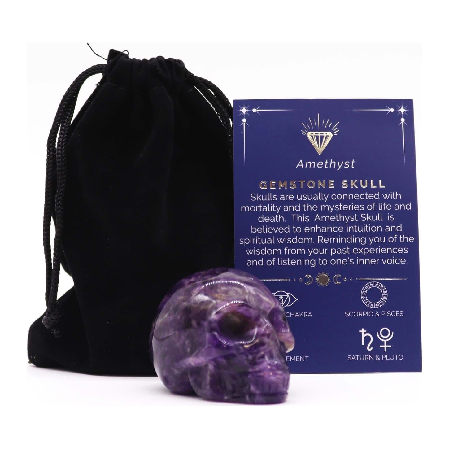 Purple amethyst gemstone skull