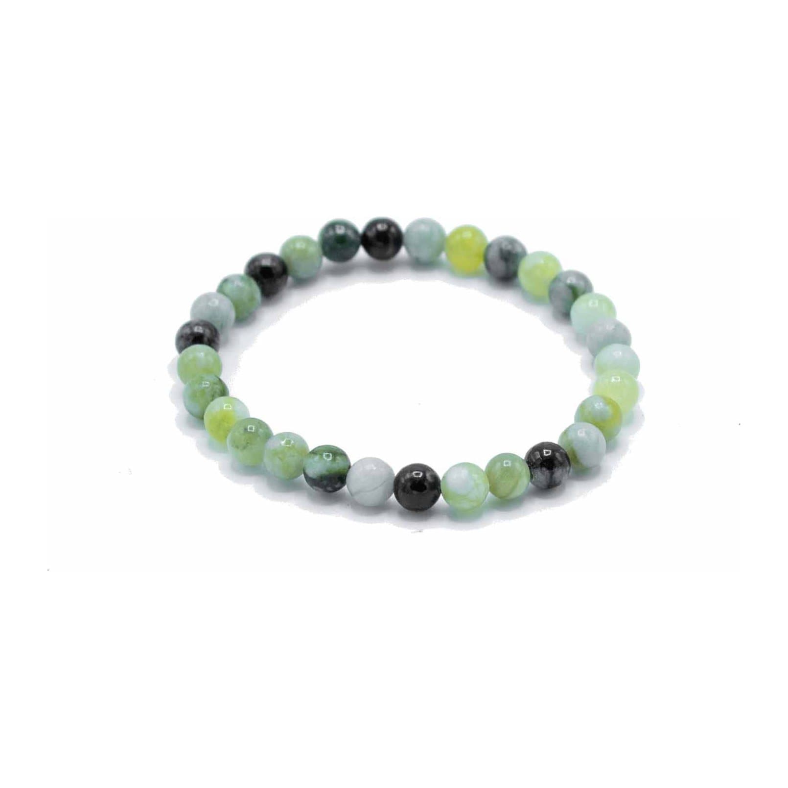 Olive jade gemstone bead bracelet in olive green