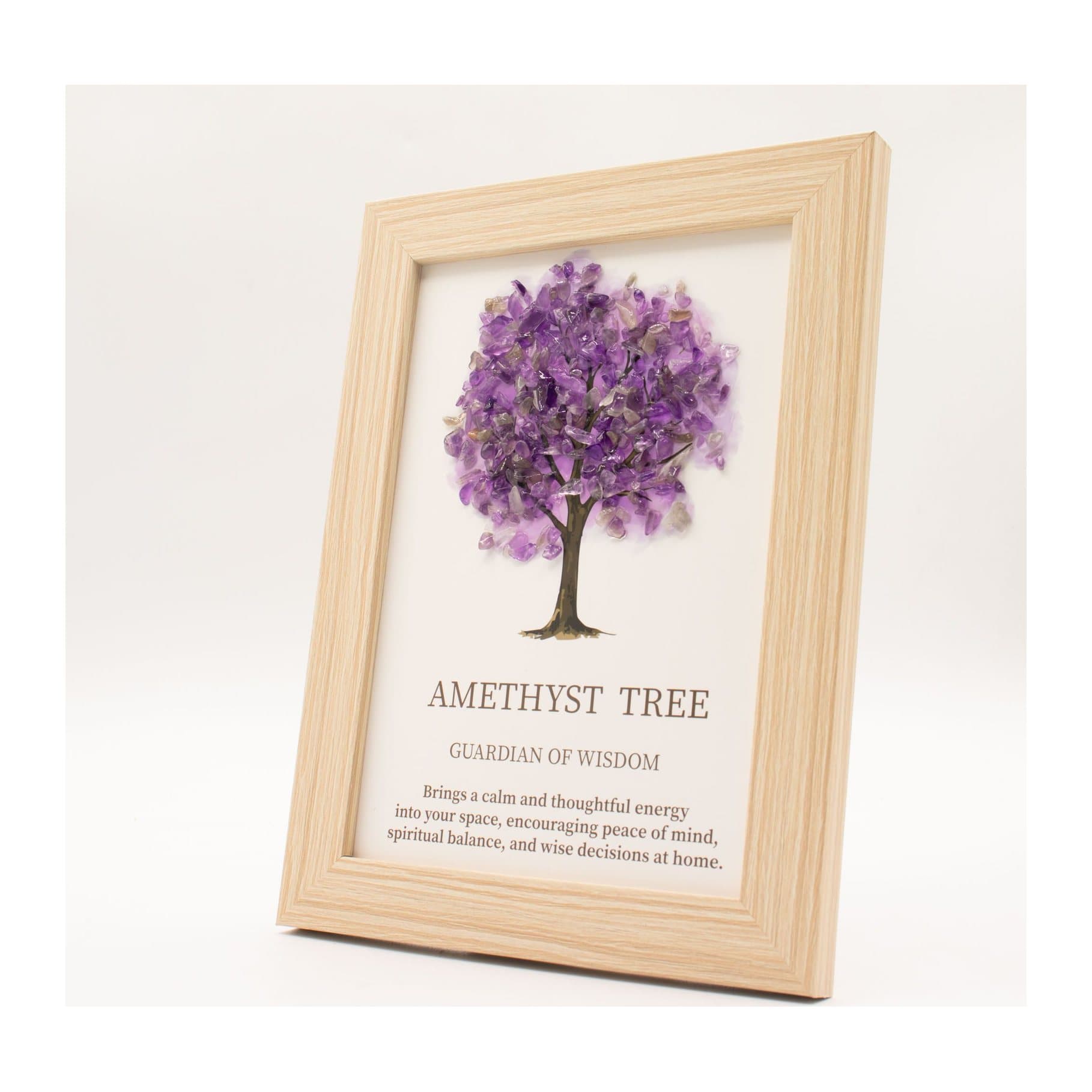 Framed Tree of Life picture with amethyst gemstone chips forming the canopy