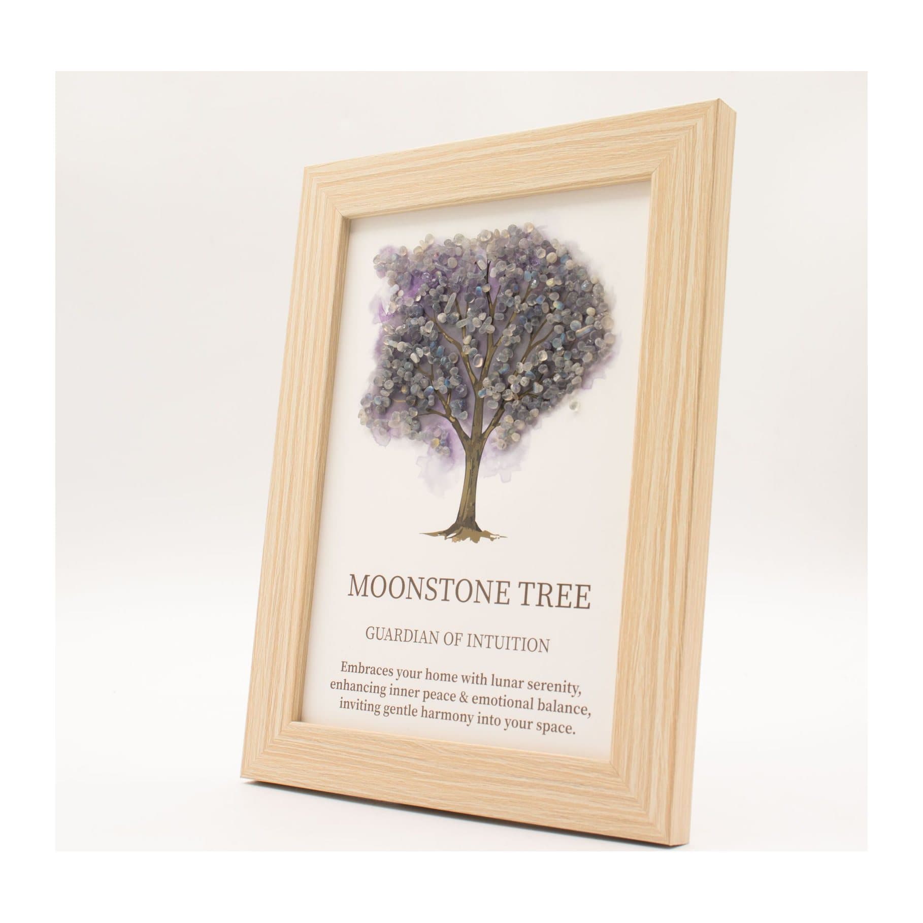 Framed Tree of Life picture with a canopy of pale moonstone chips