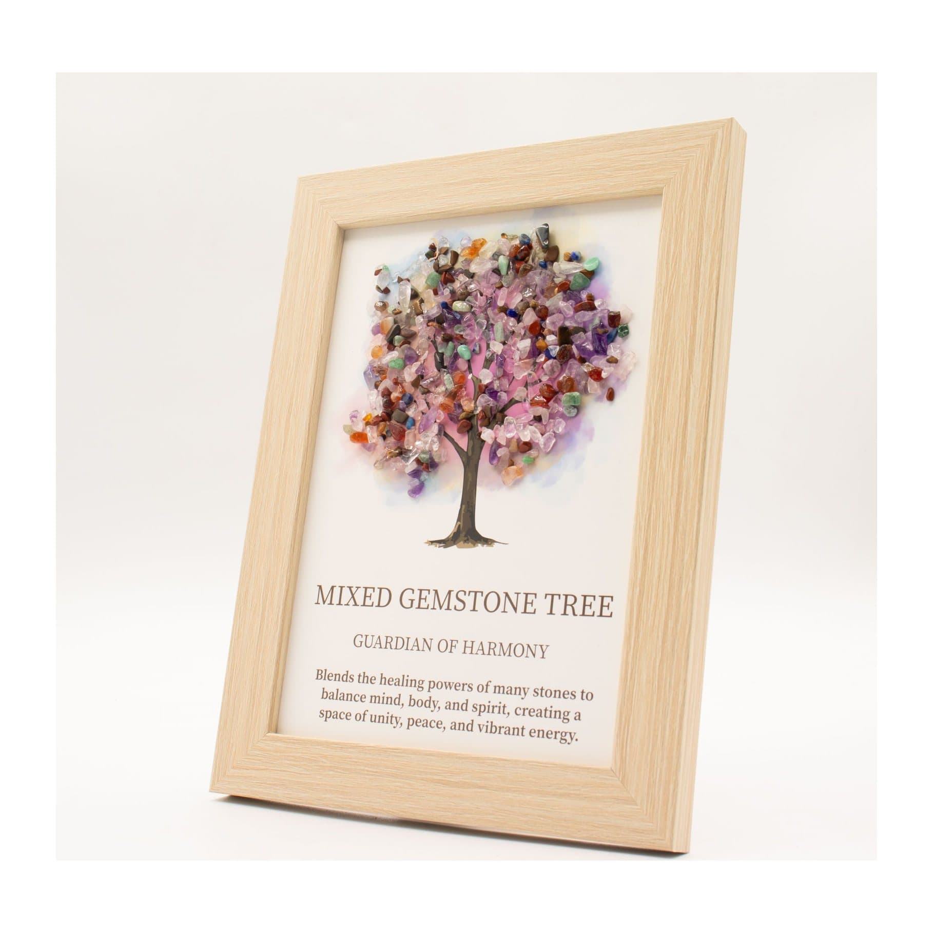 Framed Tree of Life picture with multicoloured gemstone chip canopy