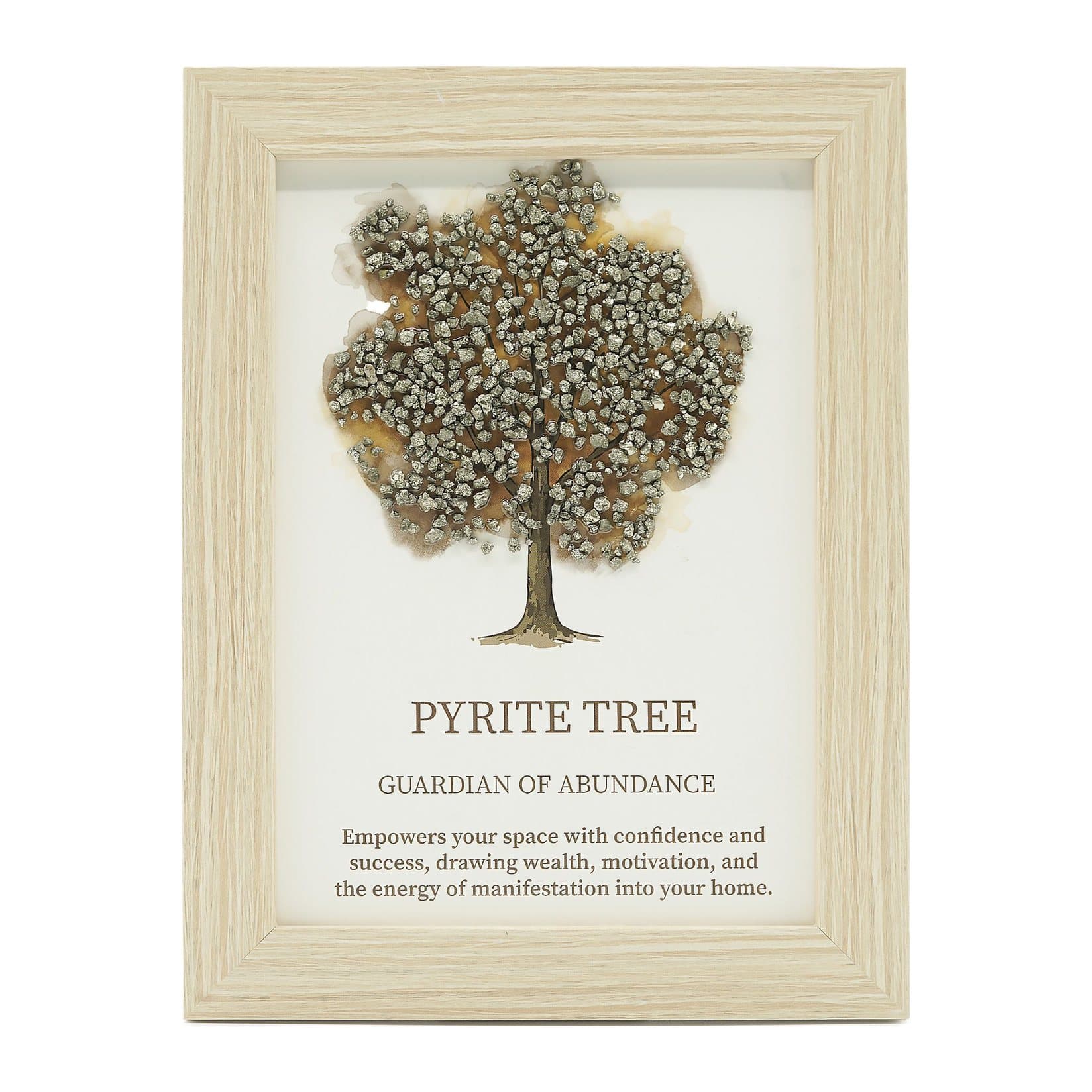 Framed Tree of Life picture with a golden pyrite chip canopy