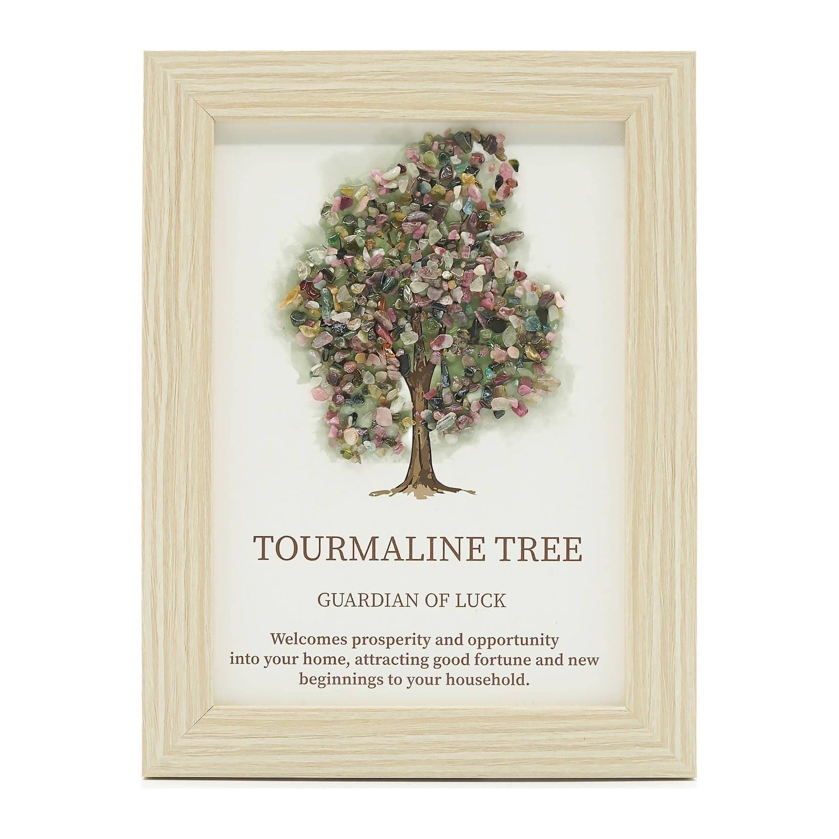 Framed Tree of Life picture with multicoloured tourmaline chips