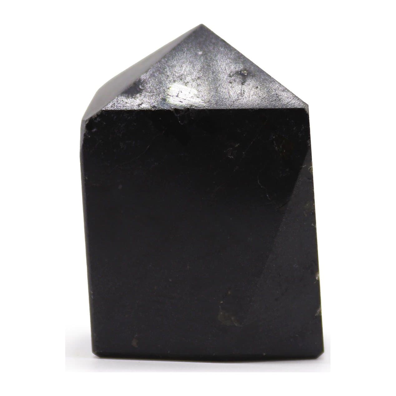 Polished deep black Indian tourmaline gemstone points