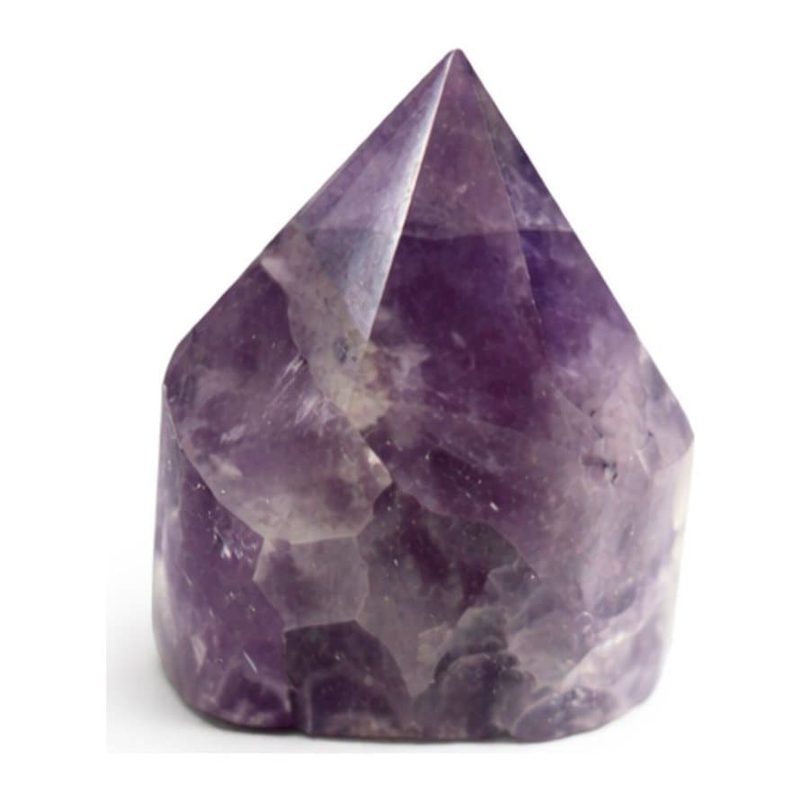 Several purple amethyst crystal points with polished tops
