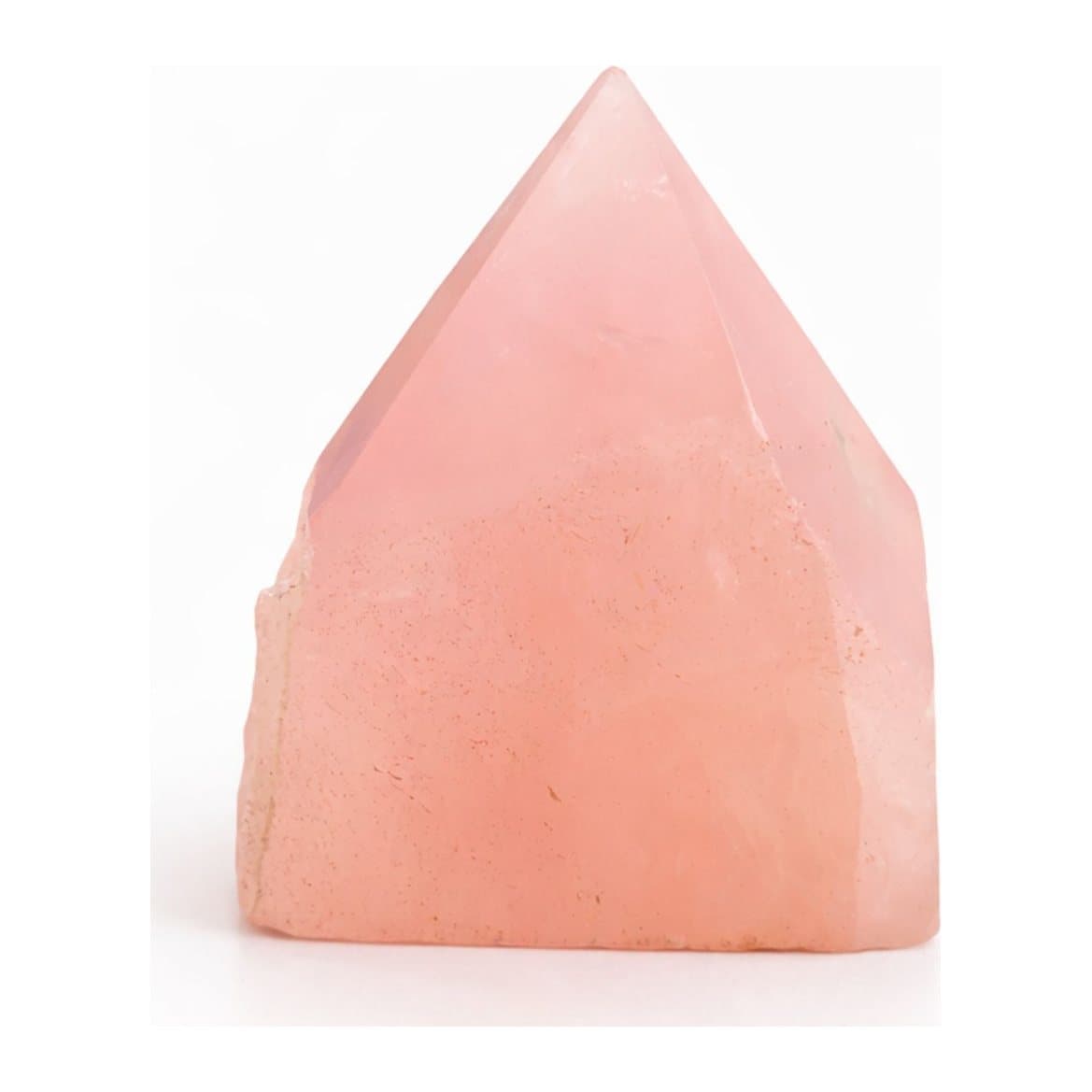 Soft pink rose quartz crystal points with smooth polished tops