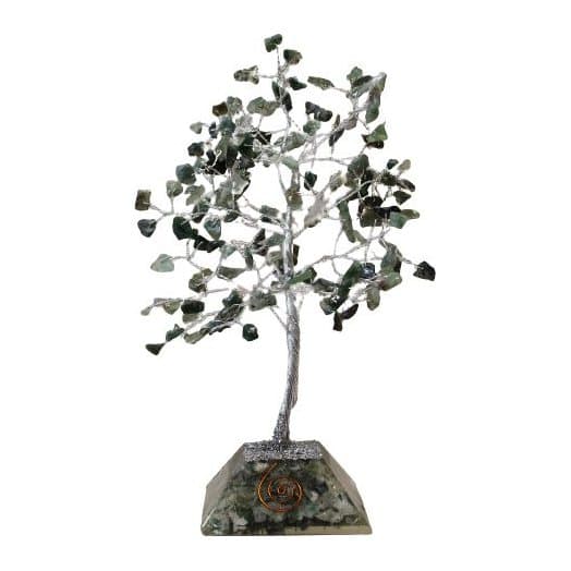 Moss agate gemstone tree on an orgonite base