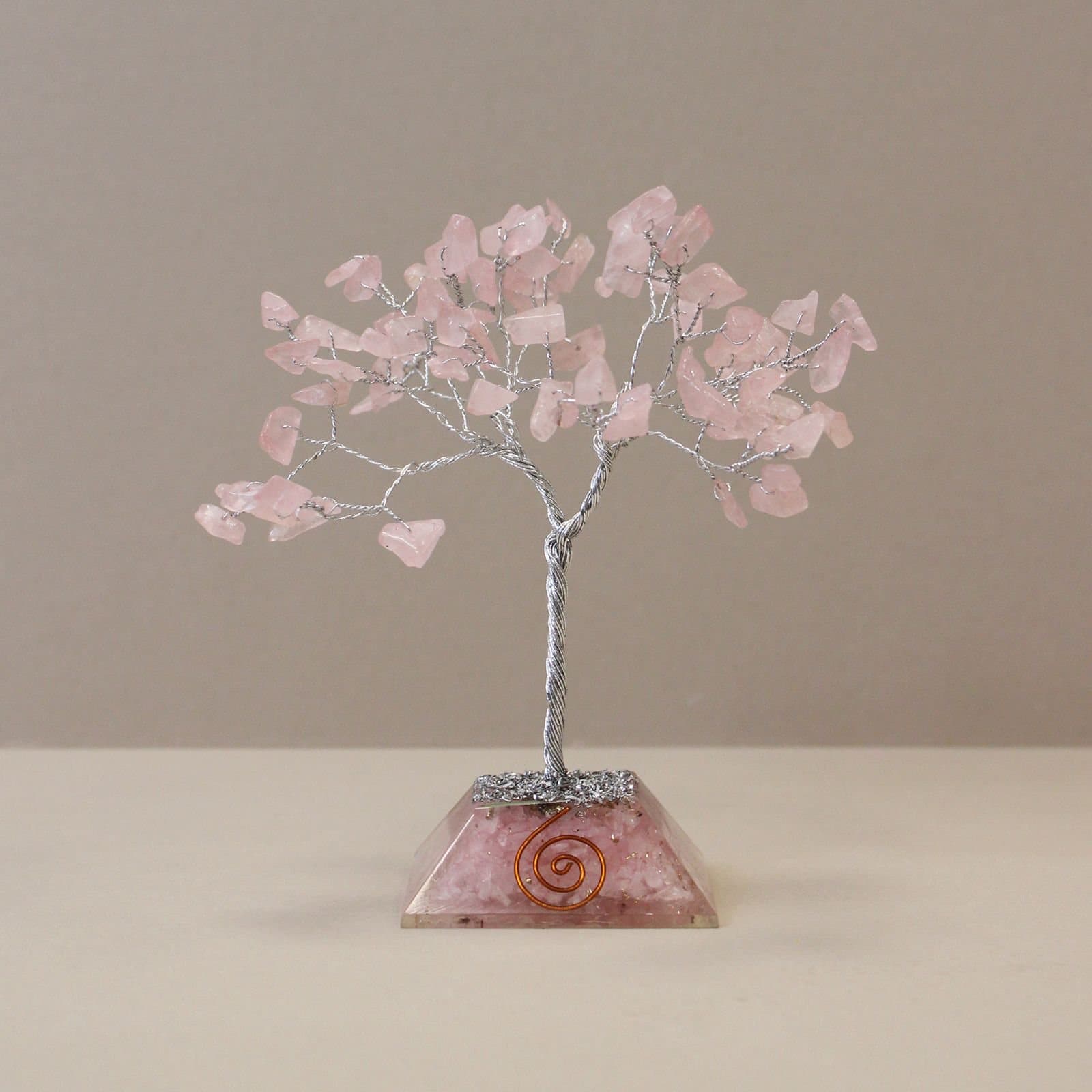 Rose quartz gemstone tree on an orgonite base