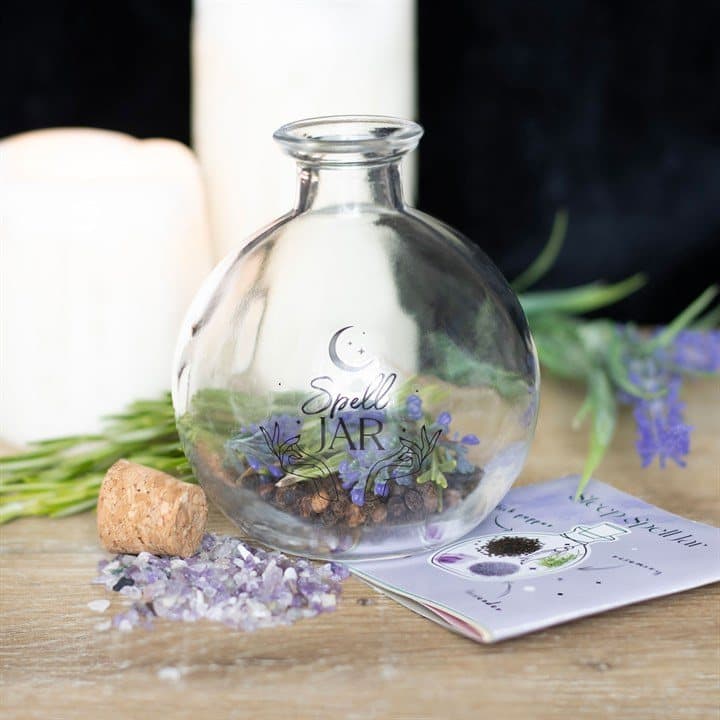 10 cm glass spell jar with spell recipe booklet